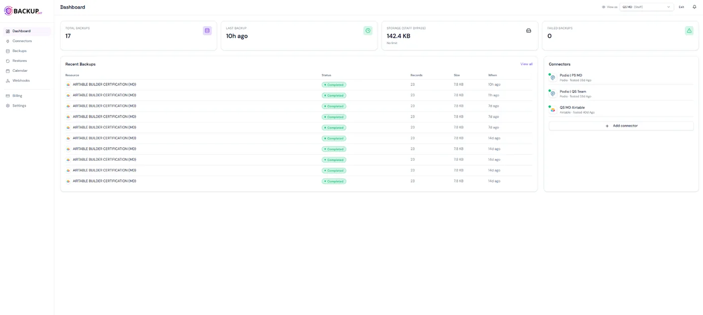 Backup247 dashboard preview